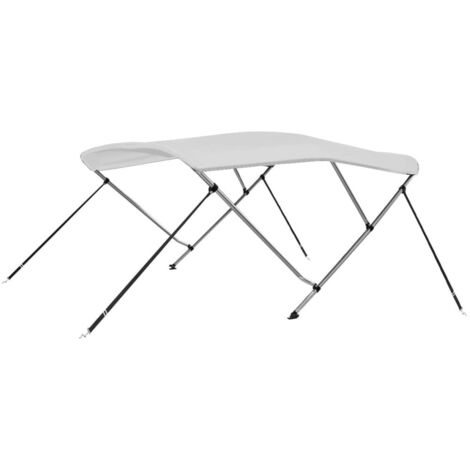 Auvent bimini à 3 arceaux pour Bateau - Bâche pour Bateau Blanc 183x140x137 cm BV962002 - BonneVie