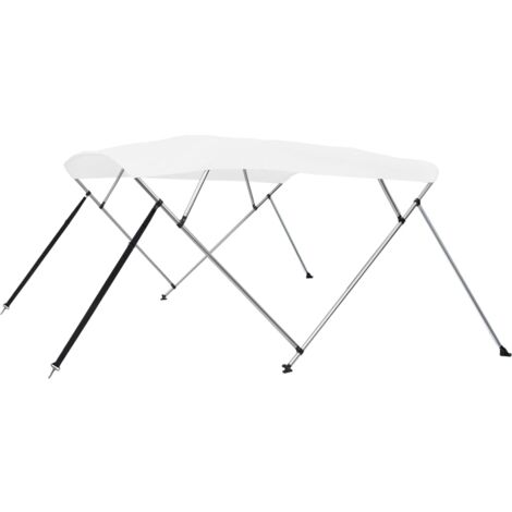 Auvent Bimini à 4 arceaux  Couverture de Bateau Blanc 243x196x137 cm 35985