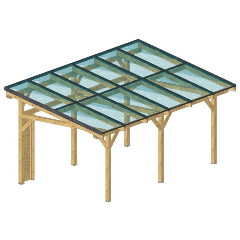 QEM - Auvent bois lamellé collé 12 panneaux solaires photovoltaïques 6 KWc wattoit