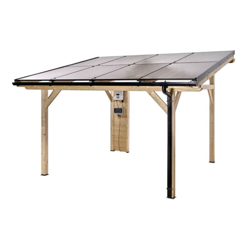 QEM - Auvent bois lamellé collé 8 panneaux solaires photovoltaïques 4 KWc wattoit