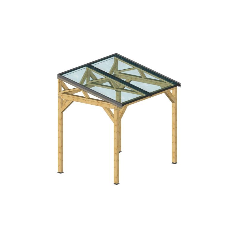 QEM - Auvent bois tht 2 panneaux solaires photovoltaïques 1KWc wattoit