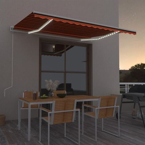 Auvent de Balcon Anti-Soleil - automatique capteur de vent/LED - Auvent de jardin terrasse bistro - 400x300 cm Orange/marron Chic-109689