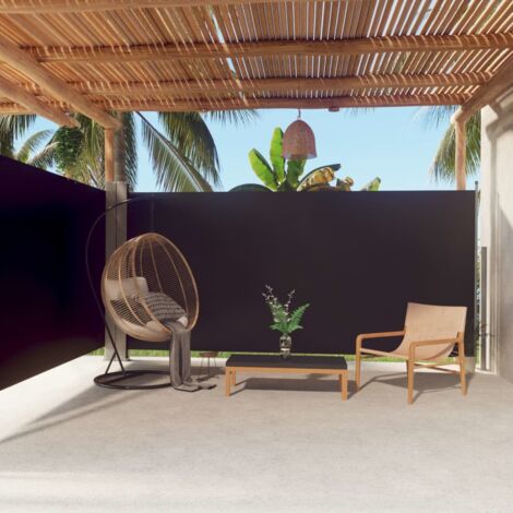 Auvent de Balcon Anti-Soleil - latéral rétractable - Auvent de jardin terrasse bistro - Noir 180x600 cm Chic-318733