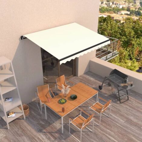 Auvent de Balcon Anti-Soleil - manuel rétractable - Auvent de jardin terrasse bistro - 350x250 cm Crème Chic-129211