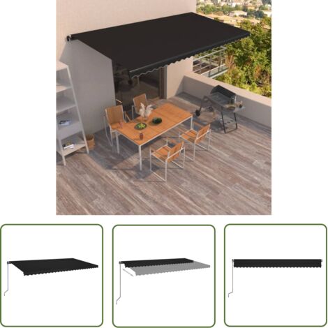 Auvent de Balcon Anti-Soleil - manuel rétractable - Auvent de jardin terrasse bistro - 600x350 cm Anthracite Chic-632195