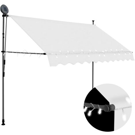 Auvent de Balcon Anti-Soleil - manuel rétractable avec LED - Auvent de jardin terrasse bistro - 300 cm Crème Chic-749489