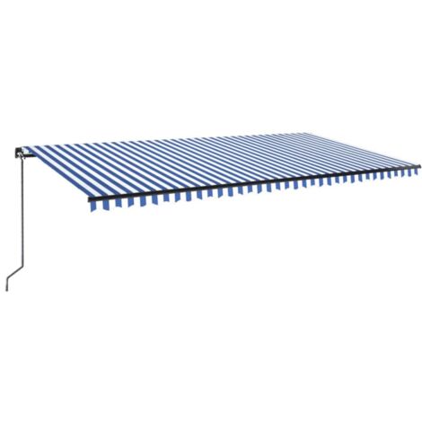 Auvent de Balcon Anti-Soleil - manuel rétractable avec LED - Auvent de jardin terrasse bistro - 600x300 cm Bleu et blanc Chic-976740