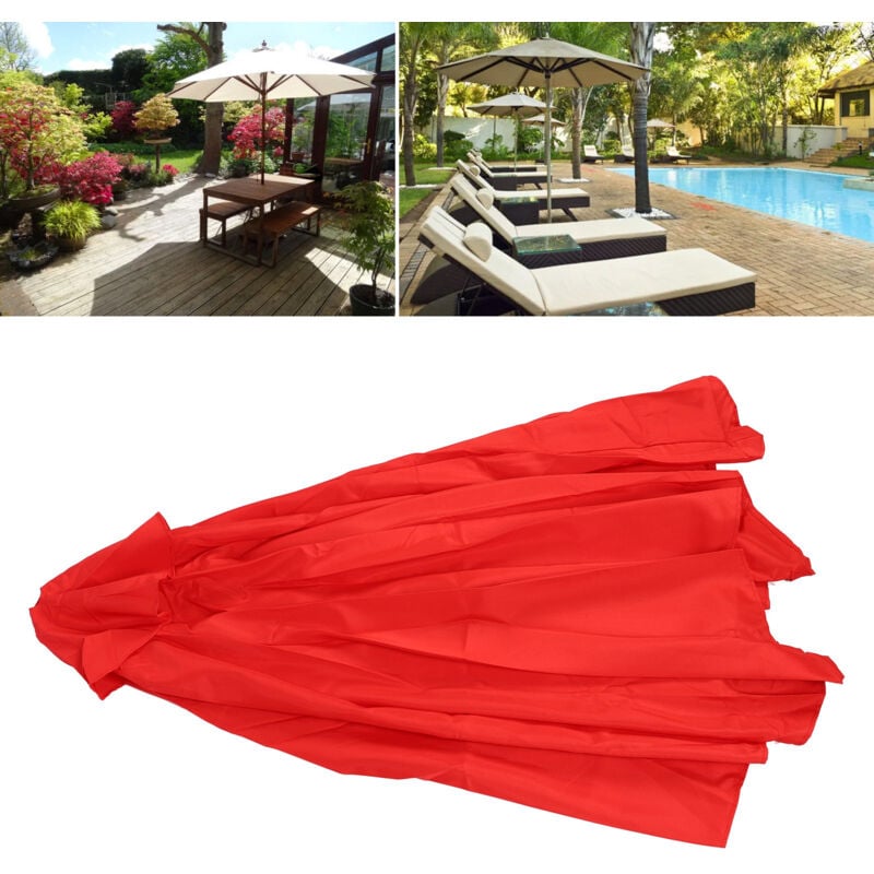 Debuns - Auvent de parasol de terrasse extérieur de remplacement, housse de parasol de jardin, tissu de couverture large et imperméable pour