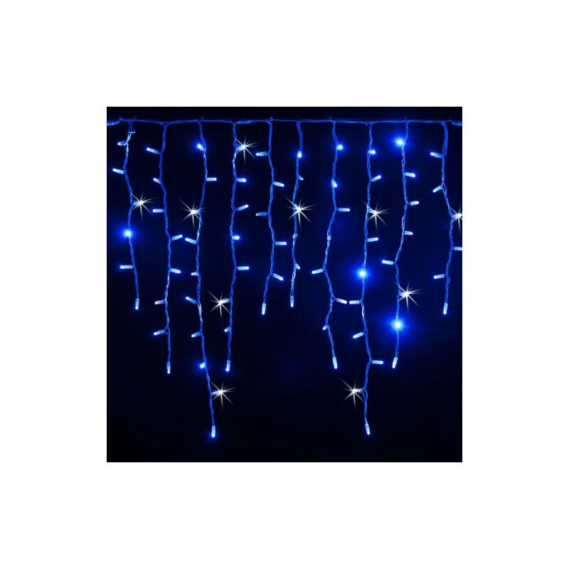 Auvent de pluie Koem stalactites 5x1 mt avec 380 lumie'res de Noel avec Maxi Blue Led avec Ice White flash IP65 professionnel pour exte'rieur et
