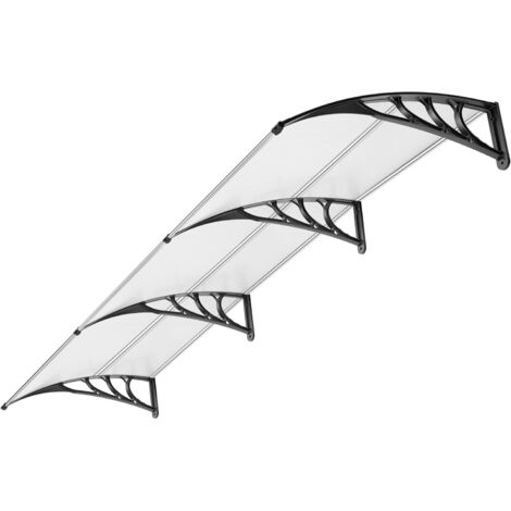 Auvent de Porte - 1 Unité - Polycarbonate et Aluminium - Protection UV et Pluie - Extérieur Terrasse Balcon - 300x100cm Transparent