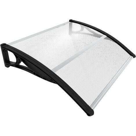 Auvent de porte d'entrée marquise 100x80 cm transparent en Polycarbonate anti-UV Noir