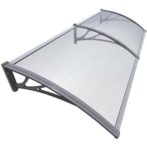 Auvent de porte d'entrée marquise 200x80 cm transparent en Polycarbonate anti-UV