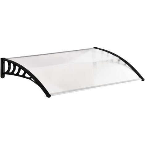 Auvent de porte en polycarbonate blanc 90x150cm, protection UV, abri contre la pluie et le vent