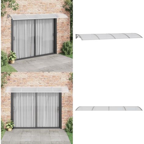 Auvent de porte Gris 350x100 cm Polycarbonate - Auvent De Porte - Abri De Porte - Protection Contre La Pluie - Store Extérieur - Protection Solaire - Home & Living