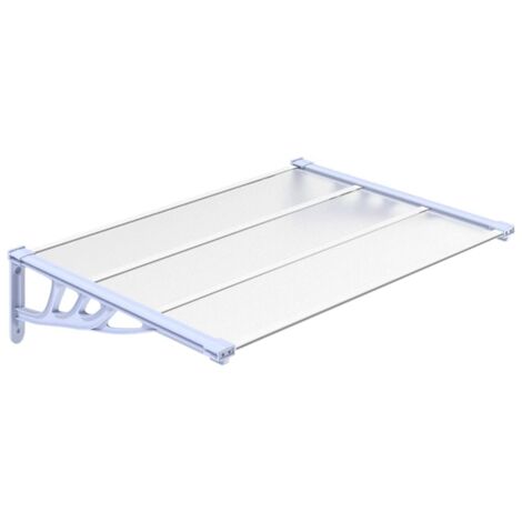 Auvent de porte Marquise de porte  Gris et transparent 122x90 cm Polycarbonate 49096