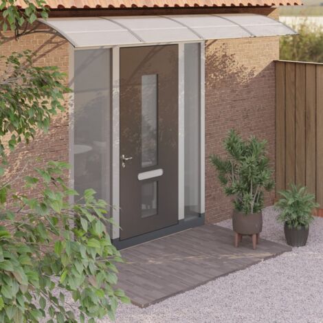 Auvent de porte  Marquise de porte Gris et transparent 400x80 cm Polycarbonate 18732