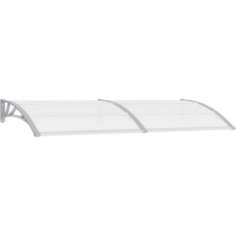 Auvent de porte Marquise d'entrée - Store Banne Gris et transparent 240x80 cm PC BV983086 - BonneVie