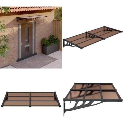 Auvent de porte Noir 152,5x90 cm Polycarbonate - Auvent De Porte - Abri Porte - Protection Pluie - Store Extérieur - Porch Canopy - Home & Living