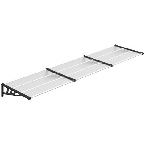 Auvent de porte Noir et transparent 358,5x90 cm Polycarbonate
