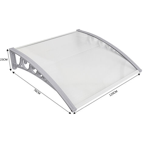 Auvent de Porte Rain Protector Transparent Front Door Canopy (80x120cm) - Blanc