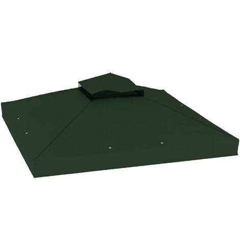 Auvent de remplacement 3x3 m avec double toit avec trous de drainage et UPF30+ Protection verte uniquement Le auvent N’INCLUT PAS de cadre