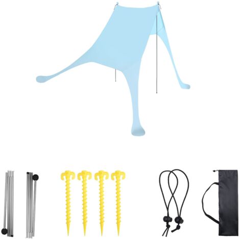 Auvent de toile d'ombrage de plage une pièce protection solaire herbe extérieur bleu 210X170X200cm