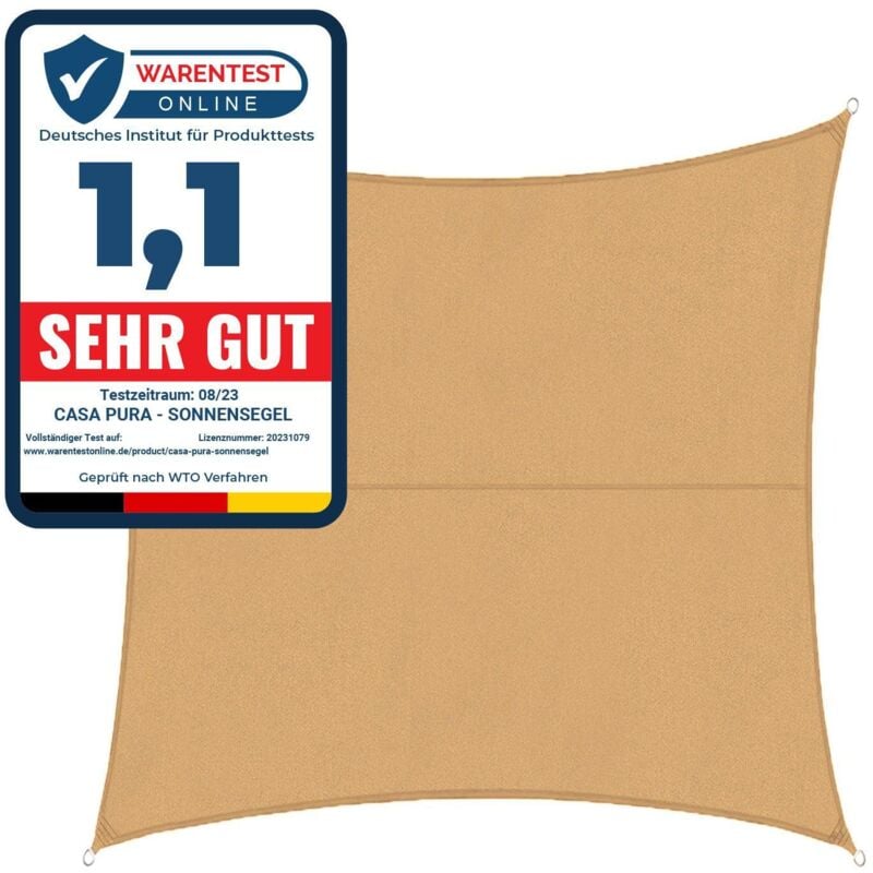 Voile d'Ombrage Hydrofuge, Résistant aux Intempéries, Sable, 5 x 7 m