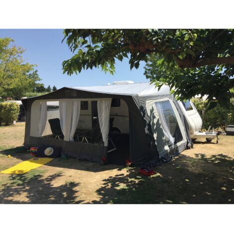 Auvent Java 240 T10 – Tonnelle pour caravanes – Polyester enduit 270 g/m² – Façade relevable et moustiquaire – Installation facile