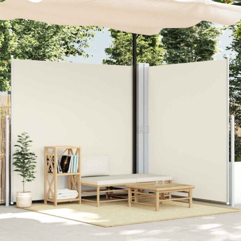 Auvent latéral double rétractable de patio,Store Banne,facile à assembler 170x600 cm Crème -FR60886