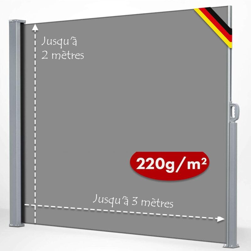 Auvent latéral extensible Paravent extérieur Brise Vue, Anthracite, 200 x 300 cm