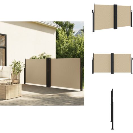 Auvent latéral rétractable beige 120x1200 cm - Parasol - Écran D'intimité - Brise Vue - Auvent Lateral - Protection Solaire