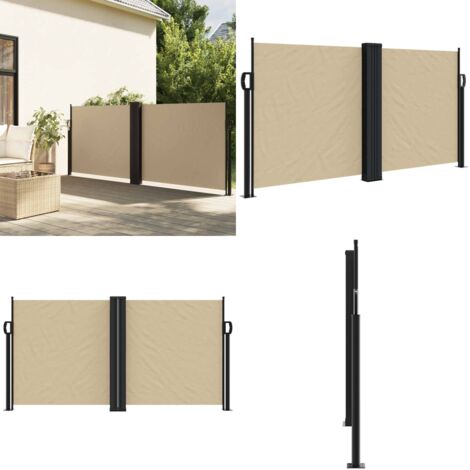 Auvent latéral rétractable beige 120x1200 cm - Parasol - Écran D'intimité - Brise Vue - Auvent Lateral - Protection Solaire - Home & Living