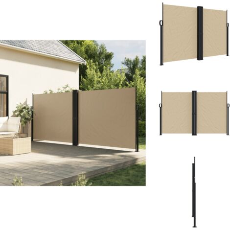 Auvent latéral rétractable beige 160x1200 cm - Parasol - Écran D'intimité - Brise Vue - Auvent Lateral - Protection Solaire