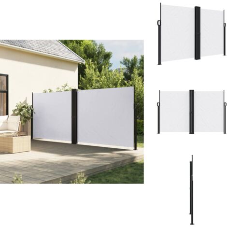Auvent latéral rétractable blanc 160x1000 cm - Parasol - Écran D'intimité - Brise Vue - Auvent Lateral - Protection Solaire