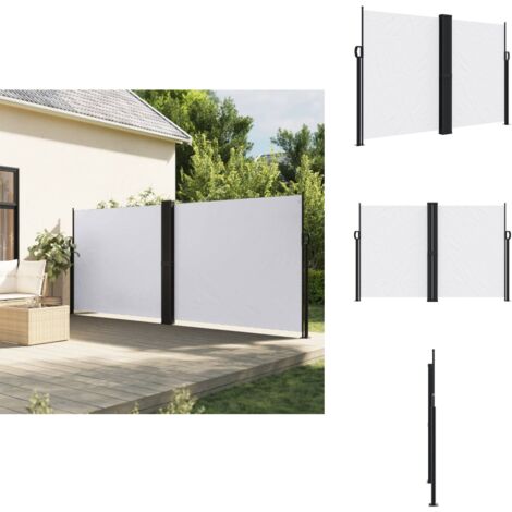 Auvent latéral rétractable blanc 160x600 cm - Parasol - Écran D'intimité - Brise Vue - Auvent Lateral - Protection Solaire
