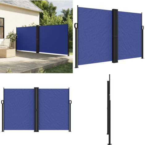 Auvent latéral rétractable bleu 160x1000 cm - Parasol - Écran D'intimité - Brise Vue - Auvent Lateral - Voile D'ombrage - Home & Living