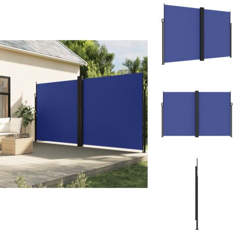 Auvent latéral rétractable bleu 220x1000 cm - Parasol - Écran D'intimité - Brise Vue - Voile D'ombrage - Auvent Retractable