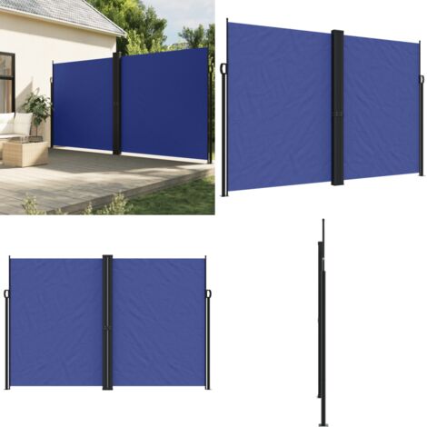 Auvent latéral rétractable bleu 220x1000 cm - Parasol - Écran D'intimité - Brise Vue - Voile D'ombrage - Auvent Retractable - Home & Living