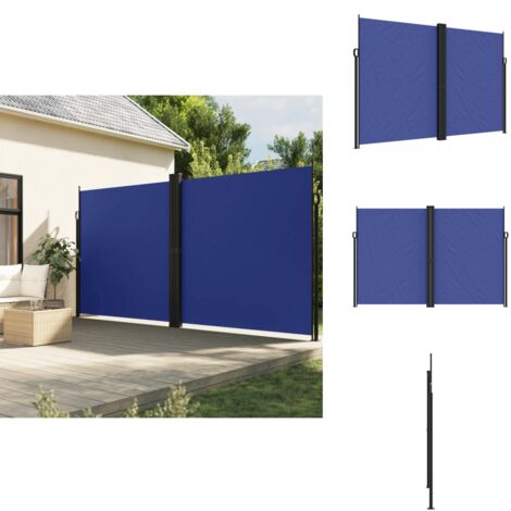 Auvent latéral rétractable bleu 220x600 cm - Parasol - Écran D'intimité - Brise Vue - Voile D'ombrage - Auvent Lateral