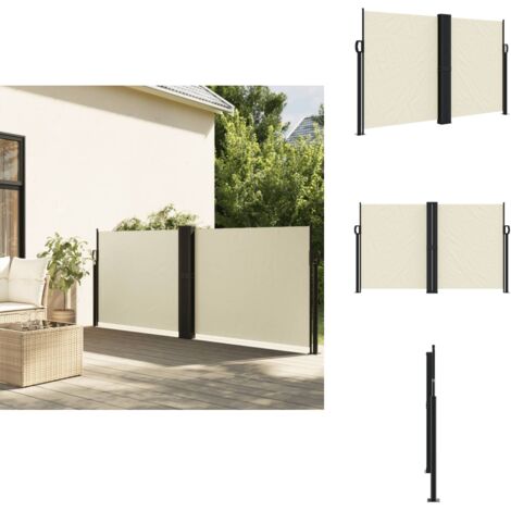 Auvent latéral rétractable crème 140x1200 cm - Parasol - Écran D'intimité - Brise Vue - Voile D'ombrage - Auvent Retractable