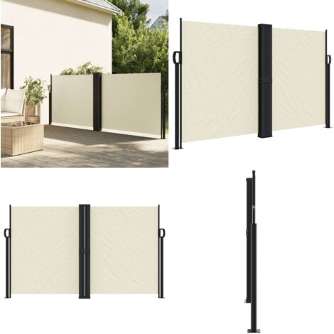 Auvent latéral rétractable crème 140x1200 cm - Parasol - Écran D'intimité - Brise Vue - Voile D'ombrage - Auvent Retractable - Home & Living