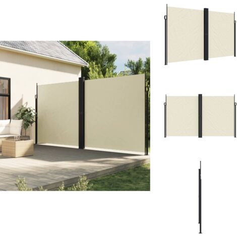 Auvent latéral rétractable crème 200x1000 cm - Parasol - Écran D'intimité - Brise Vue - Auvent Lateral - Protection Solaire