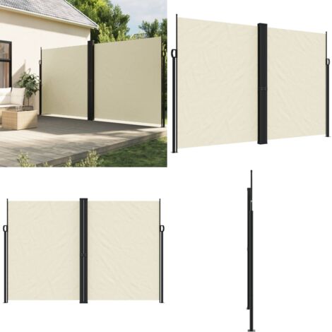 Auvent latéral rétractable crème 220x1000 cm - Parasol - Écran D'intimité - Brise Vue - Voile D'ombrage - Auvent Retractable - Home & Living