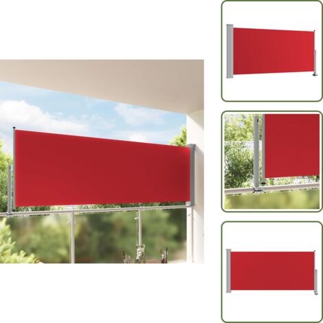 Auvent latéral rétractable de patio 120x300 cm Rouge - Parasol - Auvent De Terrasse - Protection Solaire - Intimité Terrasse - Store Latéral