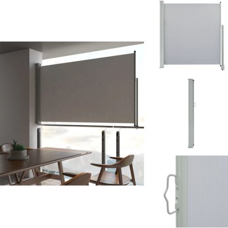 Auvent latéral rétractable de patio 140 x 300 cm Gris - Parasol - Auvent De Terrasse - Écran Solaire - Protection Solaire - Intimité Extérieure