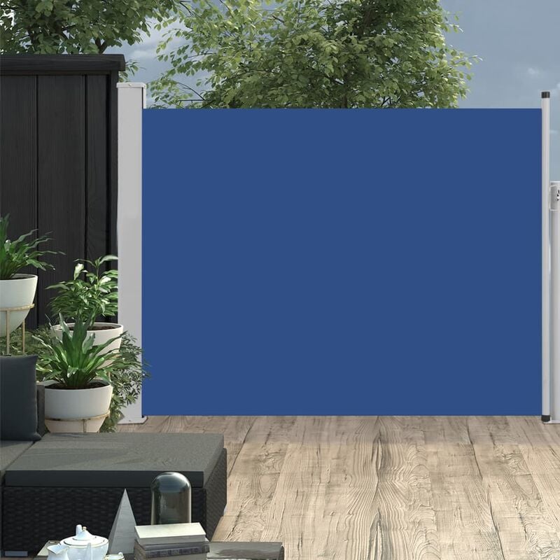 Auvent lateral retractable de patio 140x500 cm Bleu