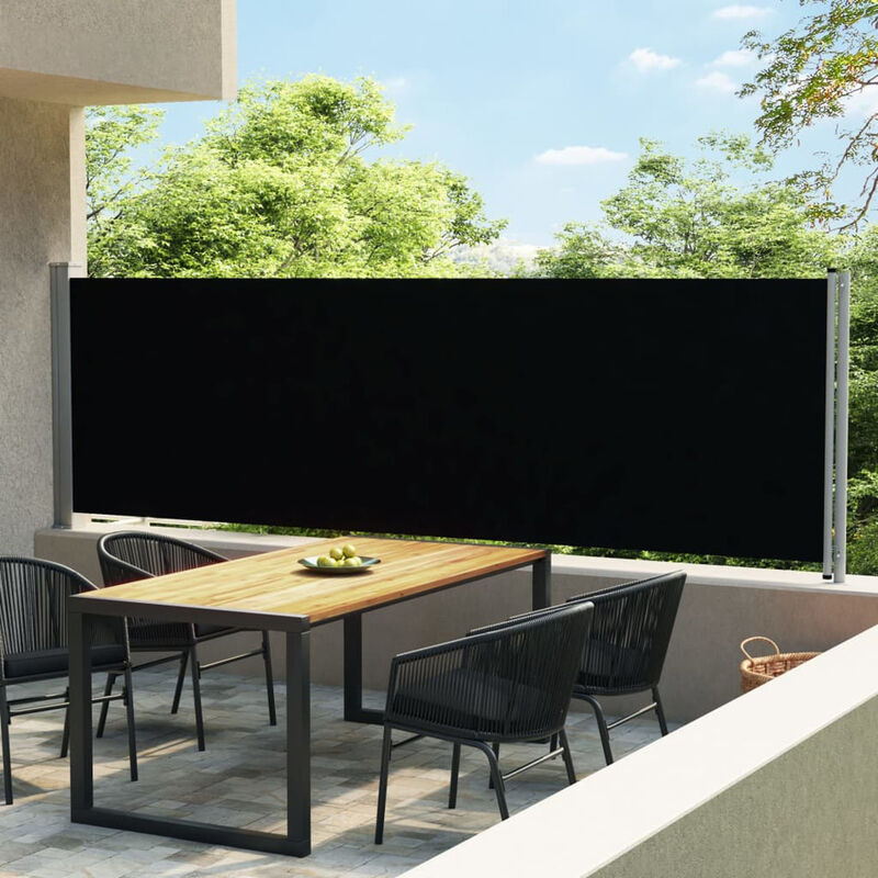 Auvent lateral retractable de patio 140x600 cm Noir