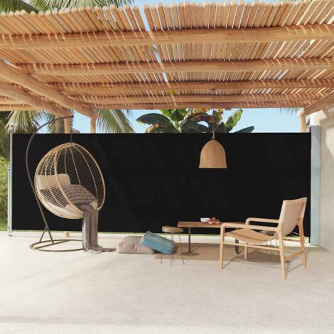 Auvent latéral rétractable de patio 180x600 cm Noir