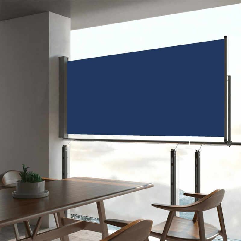 Auvent lateral retractable de patio 60x300 cm Bleu