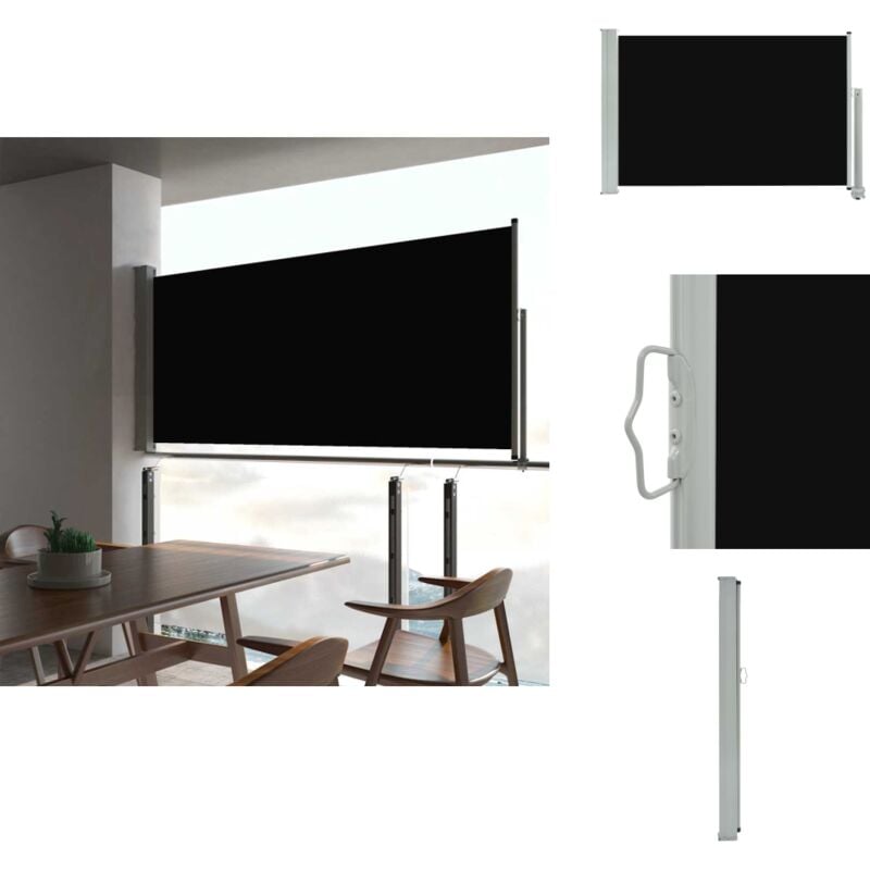 Auvent latéral rétractable de patio 60x300 cm Noir - Store Latéral - Parasol - Voile D'ombrage - Protection Solaire - Intimité